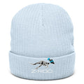 Z-Roo embroidered ribbed beanie – Light Blue