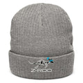 Z-Roo embroidered ribbed beanie – Light Grey