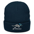 Z-Roo embroidered ribbed beanie – Navy