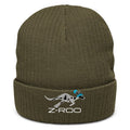 Z-Roo embroidered ribbed beanie – Olive