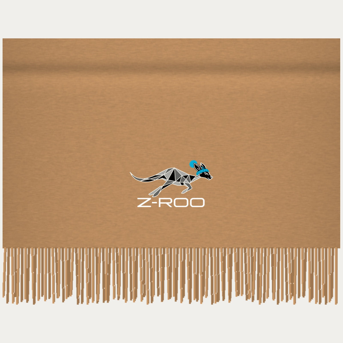 Écharpe effet cachemire avec logo Z-Roo – Camel