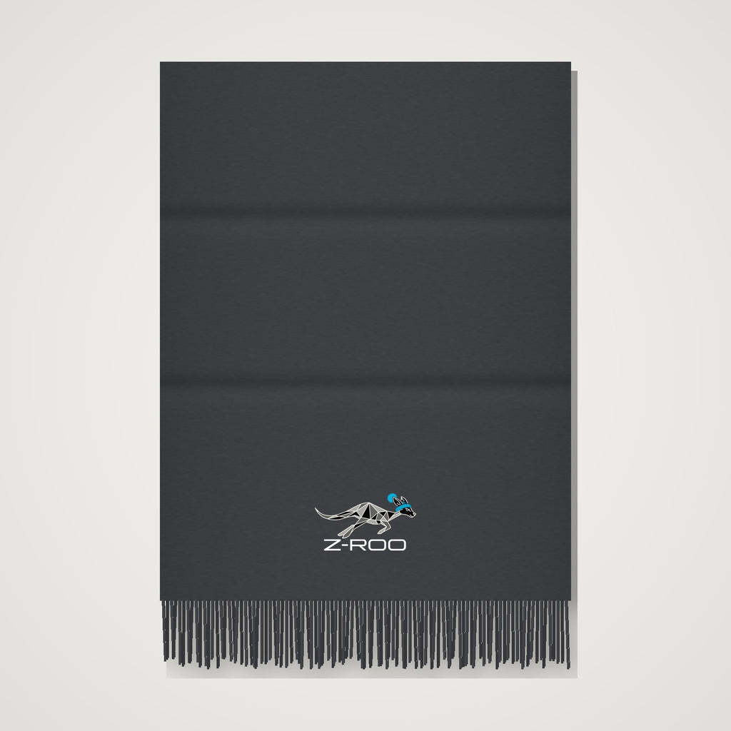Écharpe effet cachemire avec logo Z-Roo – Charbon