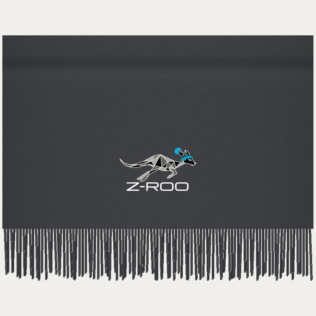 Écharpe effet cachemire avec logo Z-Roo – Charbon