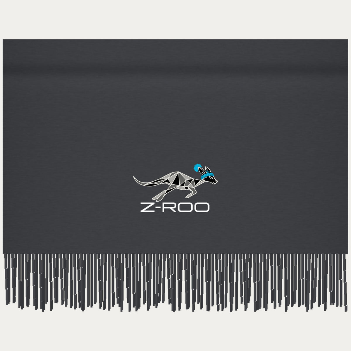 Écharpe effet cachemire avec logo Z-Roo – Charbon