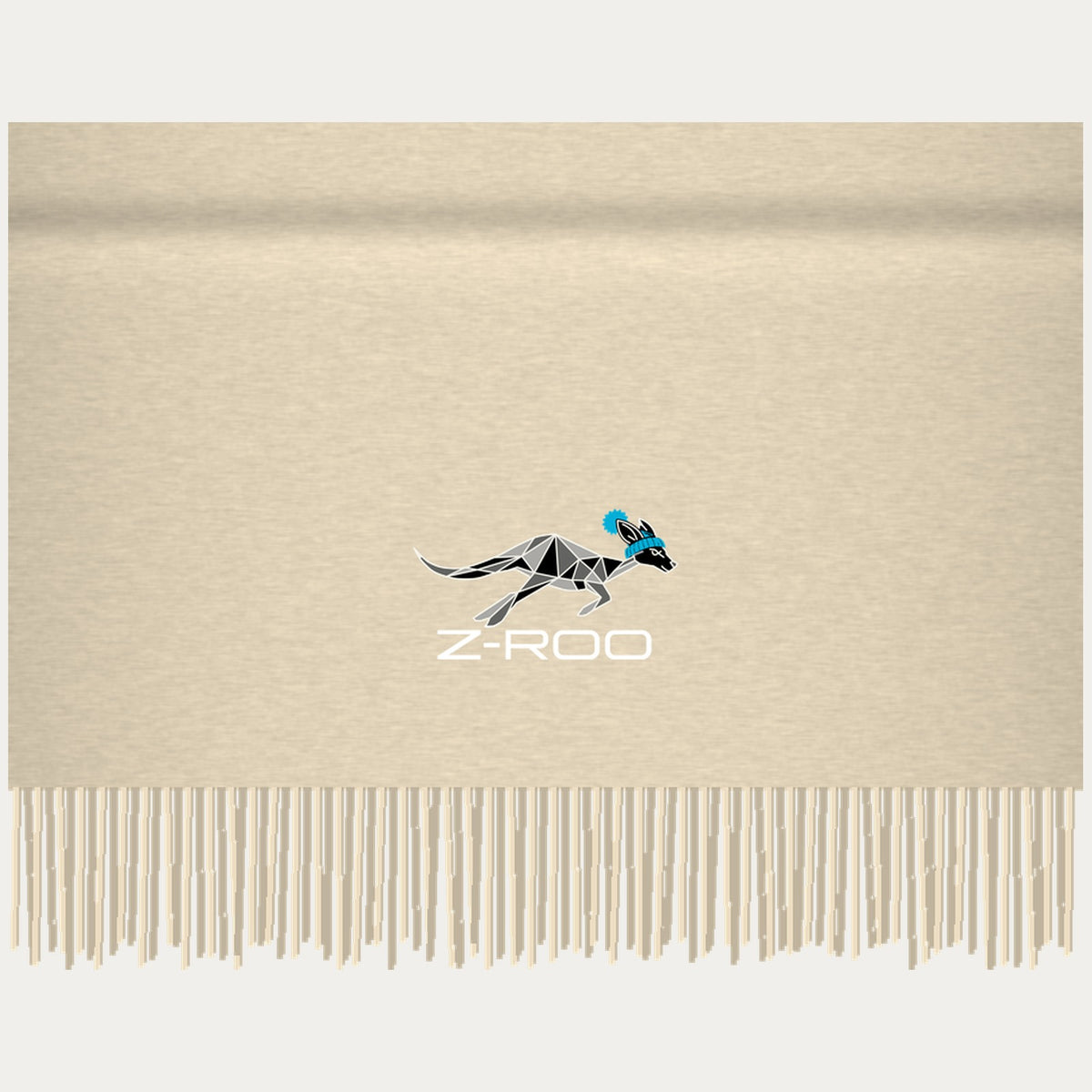 Écharpe effet cachemire avec logo Z-Roo – Crème