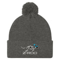 Z-Roo embroidered pom-pom beanie – Dark Heather Grey
