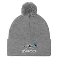 Z-Roo embroidered pom-pom beanie – Heather Grey