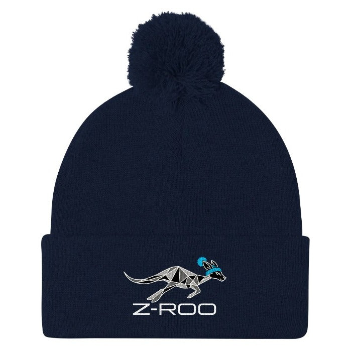 Z-Roo embroidered pom-pom beanie – Navy