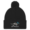 Z-Roo embroidered pom-pom beanie – Black
