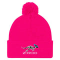 Z-Roo embroidered pom-pom beanie – Neon Pink