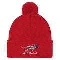 Z-Roo embroidered pom-pom beanie – Red