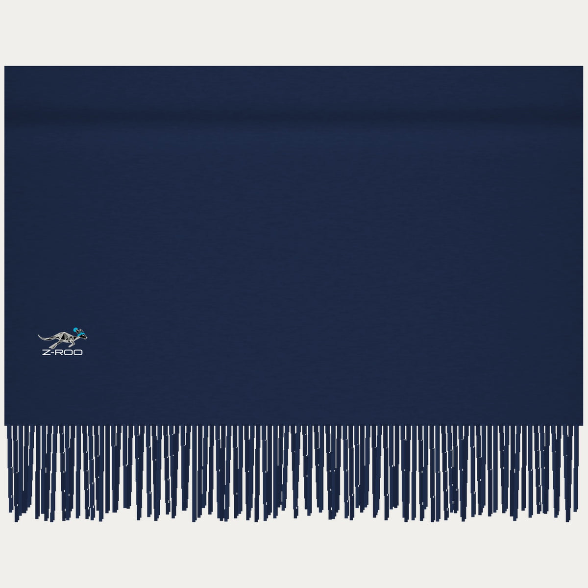 Close-up of the Z-Roo logo on the navy scarf